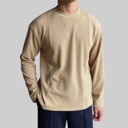 Knit Jumper Crew Neck for Men-Sweater-Theodore & Isadora-Beige-XS-Theodore &amp; Isadora