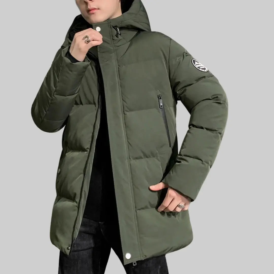 Long Warm Jacket Parka for Men-Jacket-Theodore & Isadora-Green-XS-Theodore &amp; Isadora