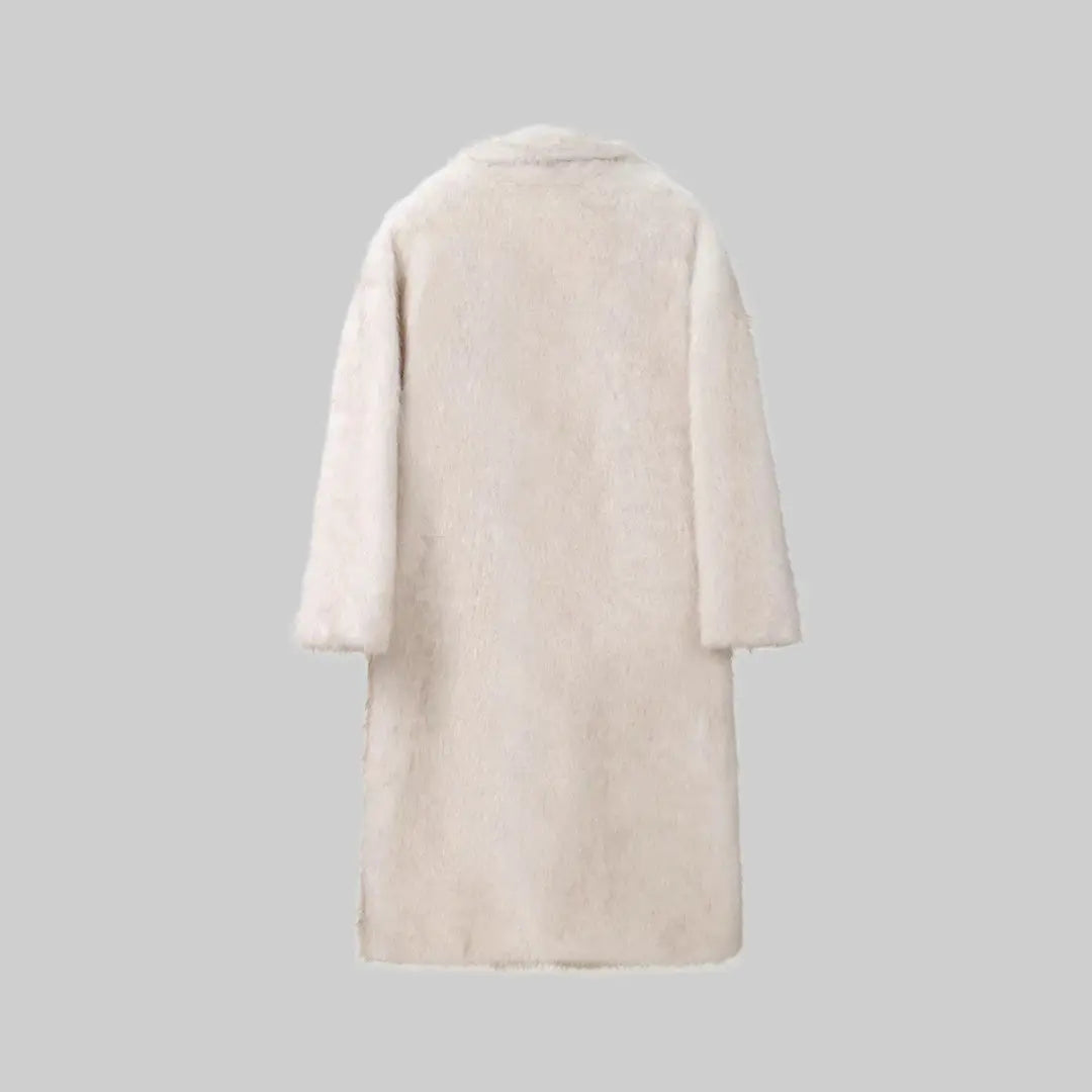 Elegant Long Faux Fluffy Trench Coat-Jacket-Theodore & Isadora-Theodore &amp; Isadora