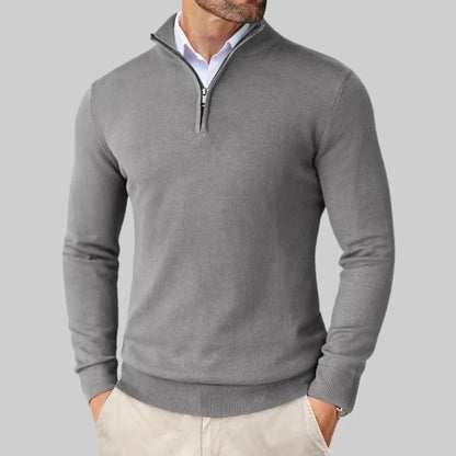 Premium Classic Half Zip-up Pullover for Men-Sweater-Theodore & Isadora-Grey-S-Theodore &amp; Isadora