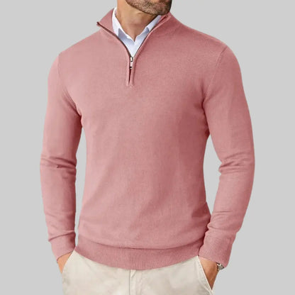 Premium Classic Half Zip-up Pullover for Men-Sweater-Theodore & Isadora-Salmon-S-Theodore &amp; Isadora