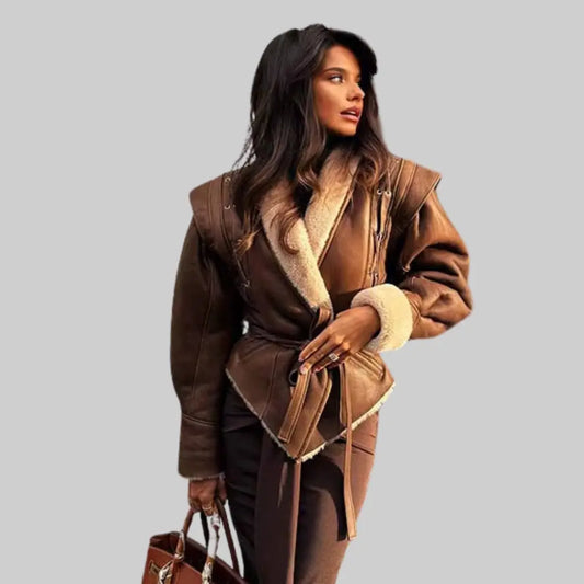 Glamorous Women´s Autumn Jacket-Jacket-Theodore & Isadora-Brown-S-Theodore &amp; Isadora