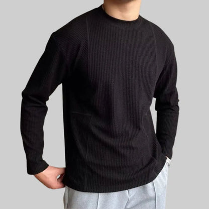 Knit Jumper Crew Neck for Men-Sweater-Theodore & Isadora-Black-XS-Theodore &amp; Isadora