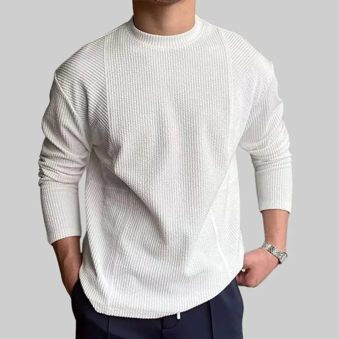 Knit Jumper Crew Neck for Men-Sweater-Theodore & Isadora-White-XS-Theodore &amp; Isadora