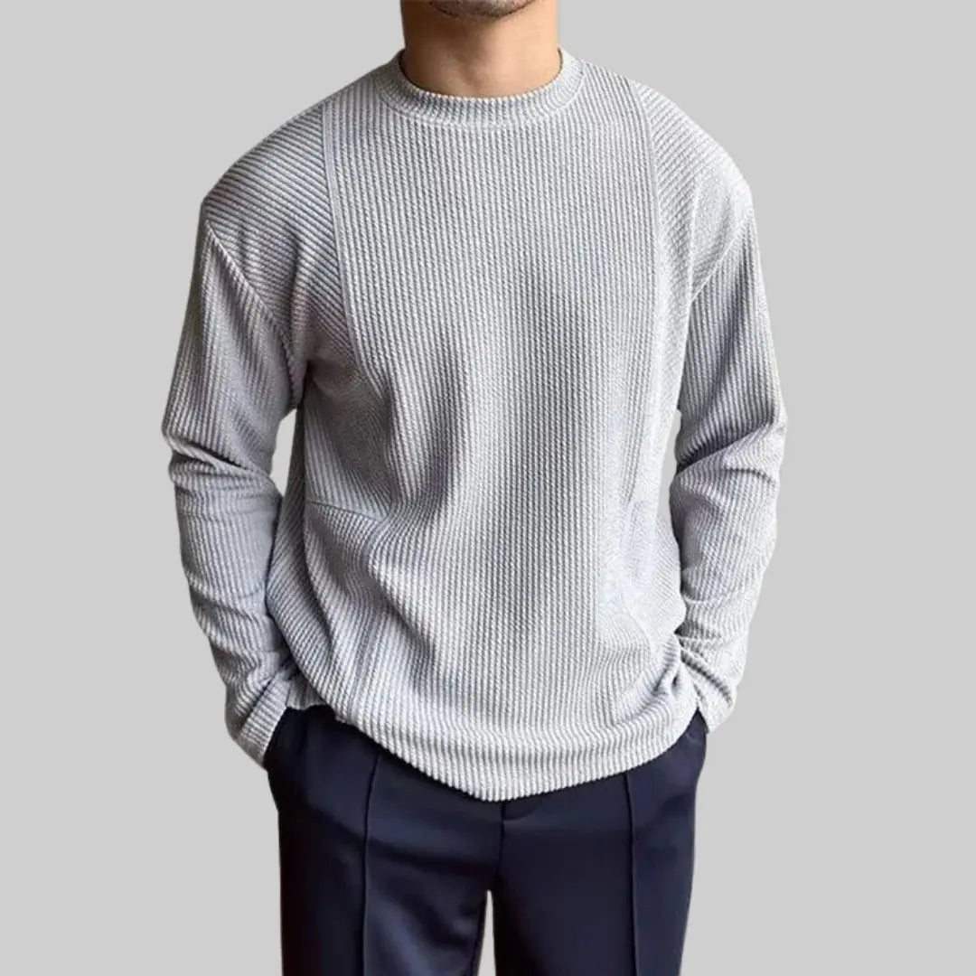 Knit Jumper Crew Neck for Men-Sweater-Theodore & Isadora-Grey-XS-Theodore &amp; Isadora