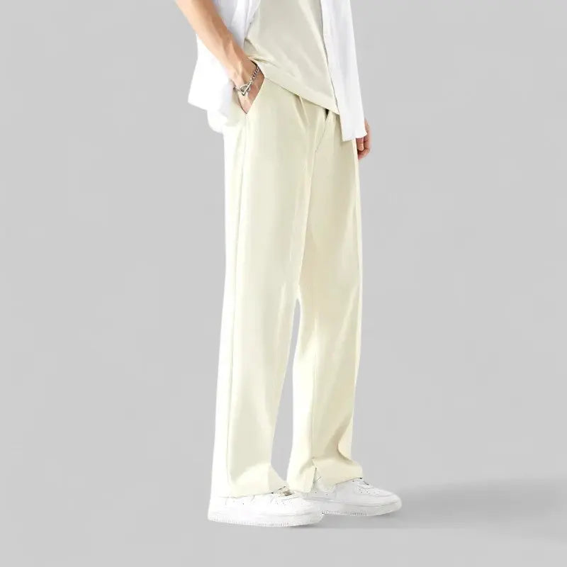 Casual Straight Leg Men's Office Pants-Trousers-Theodore & Isadora-Cream-S-Theodore &amp; Isadora