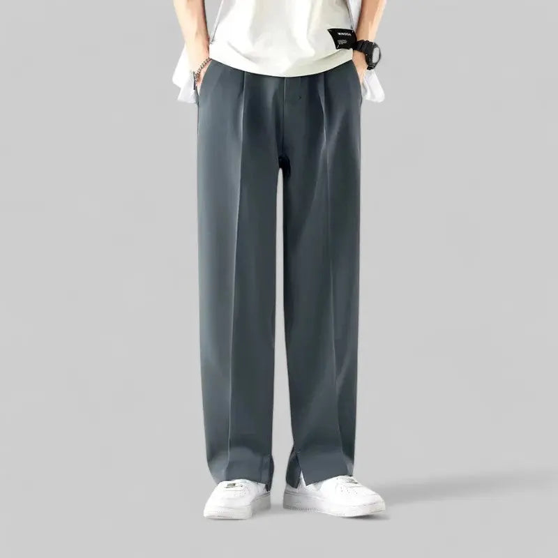 Casual Straight Leg Men's Office Pants-Trousers-Theodore & Isadora-Grey-S-Theodore &amp; Isadora