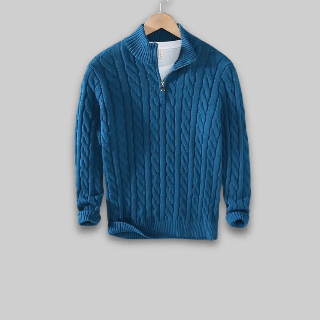 Men's Jumper with Half Zip-Sweater-Theodore & Isadora-Theodore &amp; Isadora