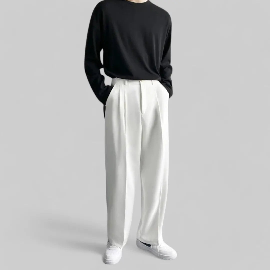 Classy Men's Wide Trousers-Trousers-Theodore & Isadora-White-S-Theodore &amp; Isadora