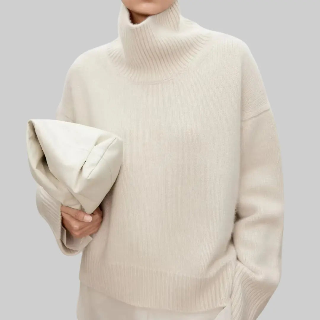 Warm Turtleneck Jumper for Women-Sweater-Theodore & Isadora-Cream-XS-Theodore &amp; Isadora