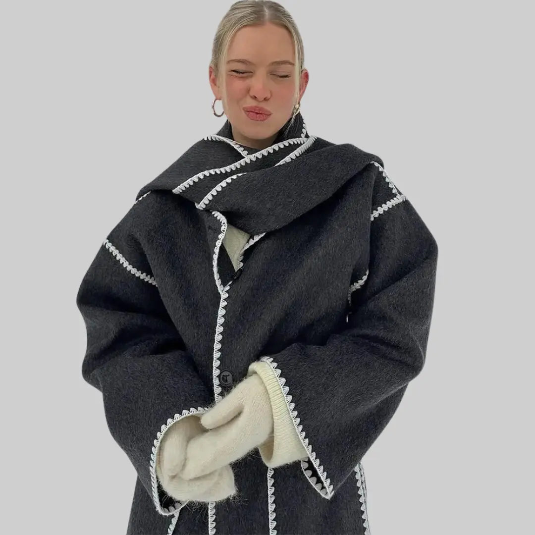 Elegant Women's Stylish Coat with Scarf-Jacket-Theodore & Isadora-Theodore &amp; Isadora