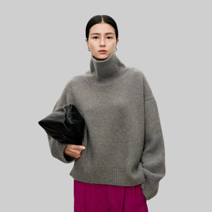 Warm Turtleneck Jumper for Women-Sweater-Theodore & Isadora-Grey-XS-Theodore &amp; Isadora