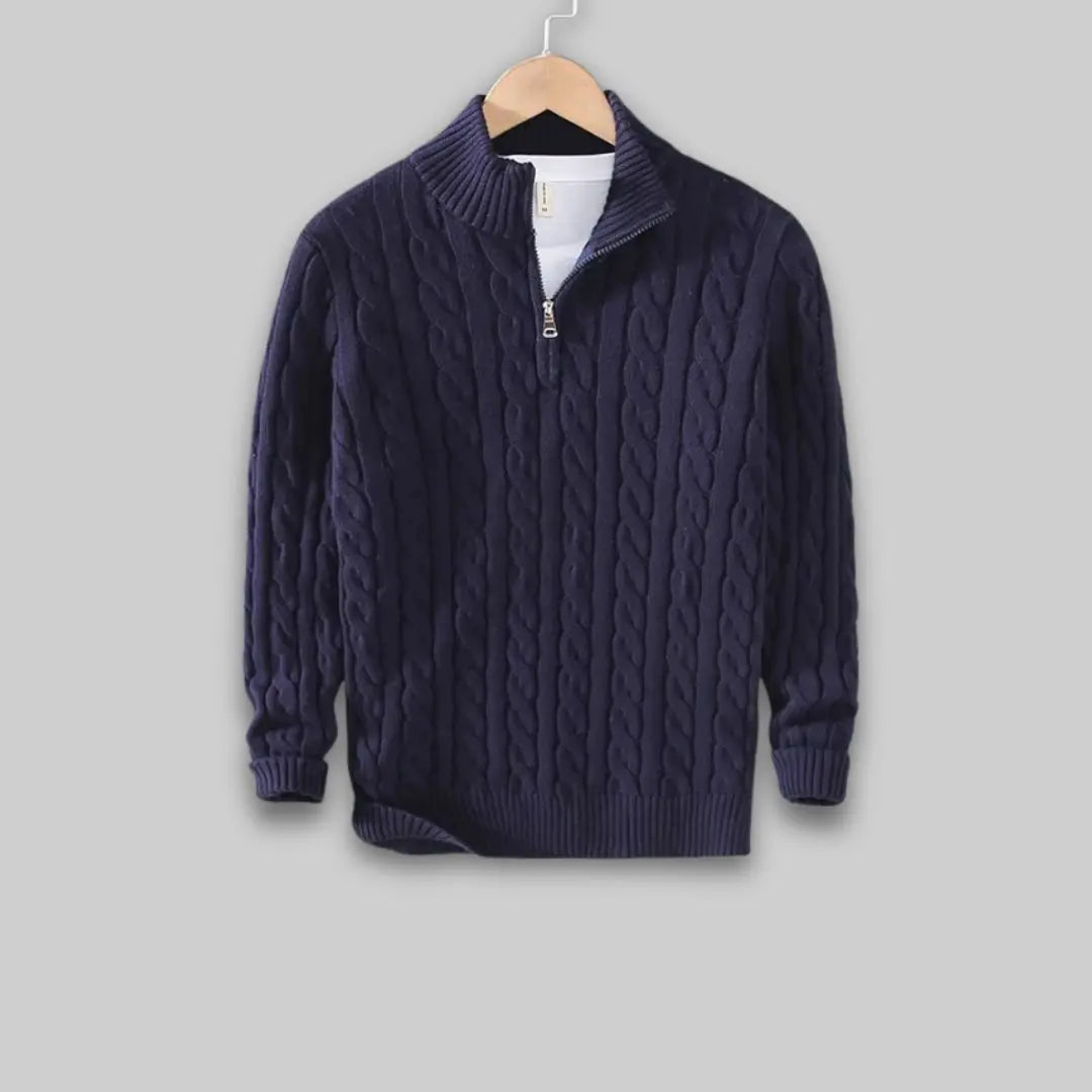 Men's Jumper with Half Zip-Sweater-Theodore & Isadora-Theodore &amp; Isadora