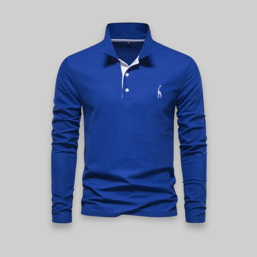 Premium Long Sleeve Polo Shirt for Men-Top-Theodore & Isadora-Blue-S-Theodore &amp; Isadora