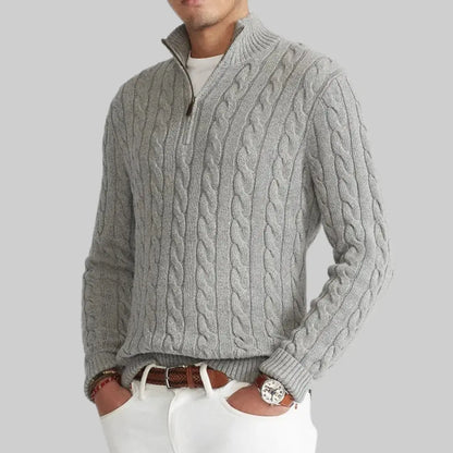 Men's Jumper with Half Zip-Sweater-Theodore & Isadora-Grey-S-Theodore &amp; Isadora