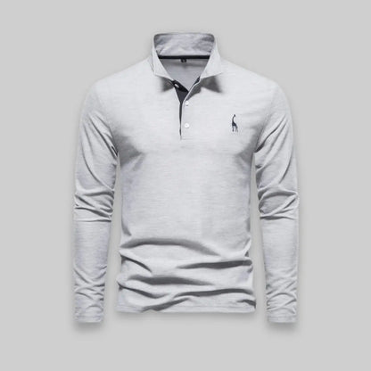 Premium Long Sleeve Polo Shirt for Men-Top-Theodore & Isadora-Grey-S-Theodore &amp; Isadora