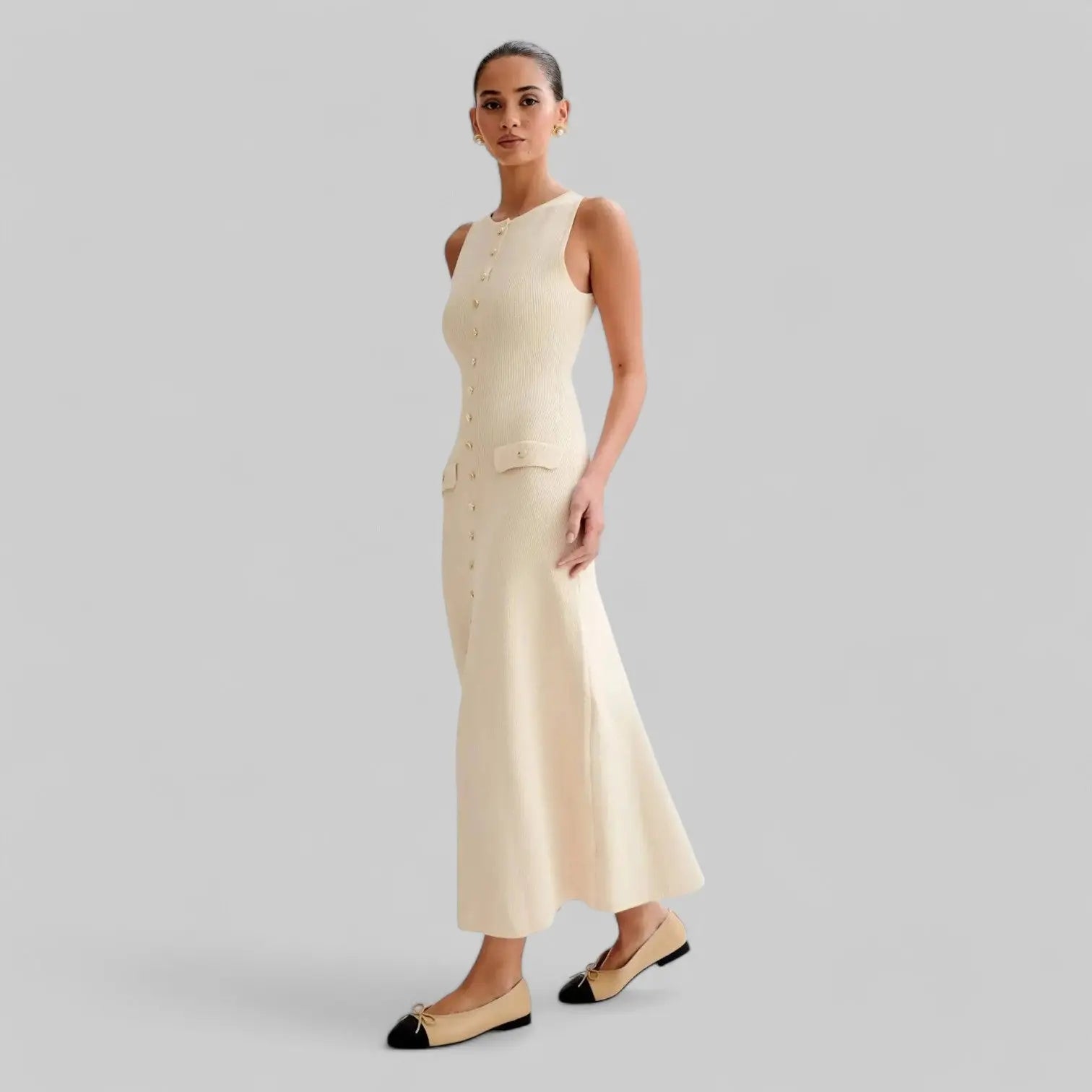 Premium No Sleeve Button Down Maxi Dress-Dress-Theodore & Isadora-Theodore &amp; Isadora