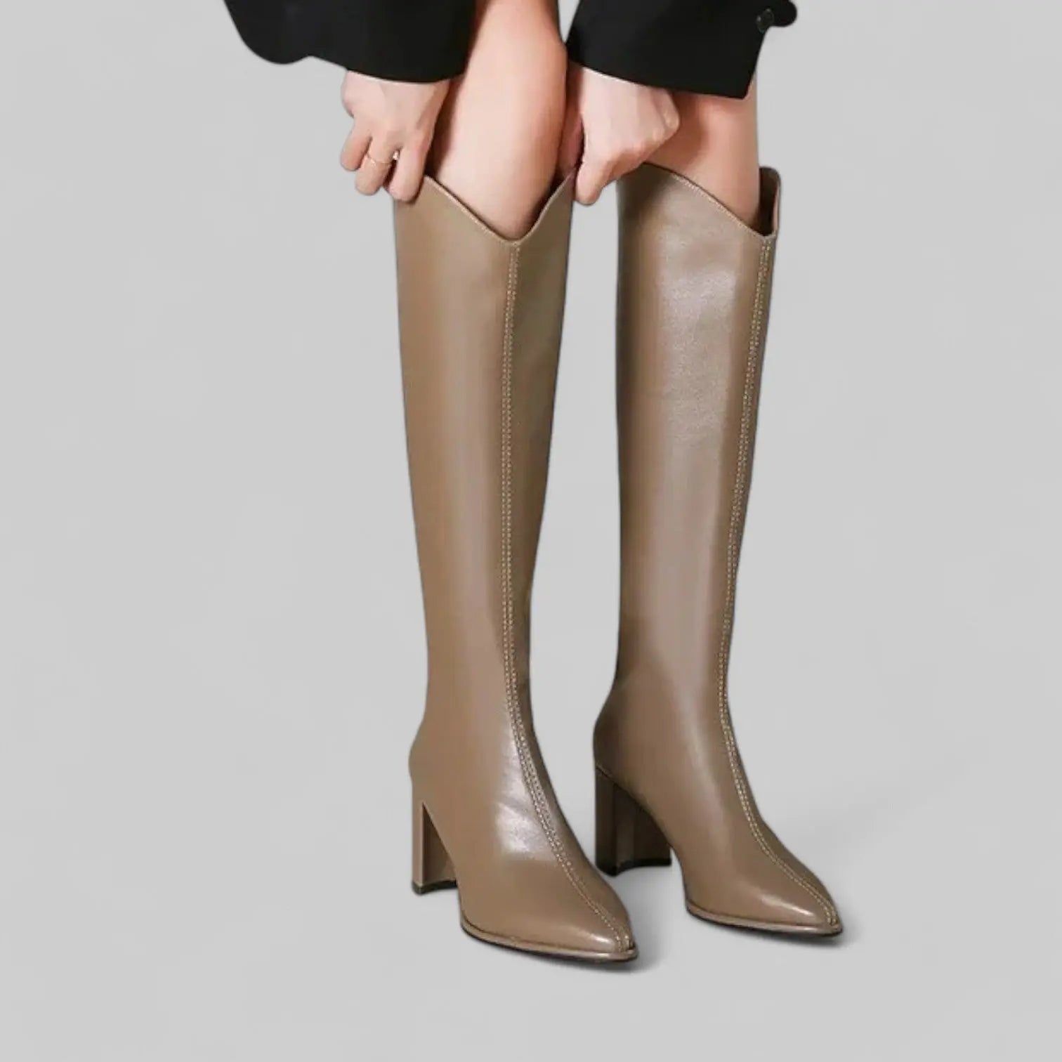 Women's Knee High Premium Cowboy Boots-Shoes-Theodore & Isadora-Brown-3-Theodore &amp; Isadora