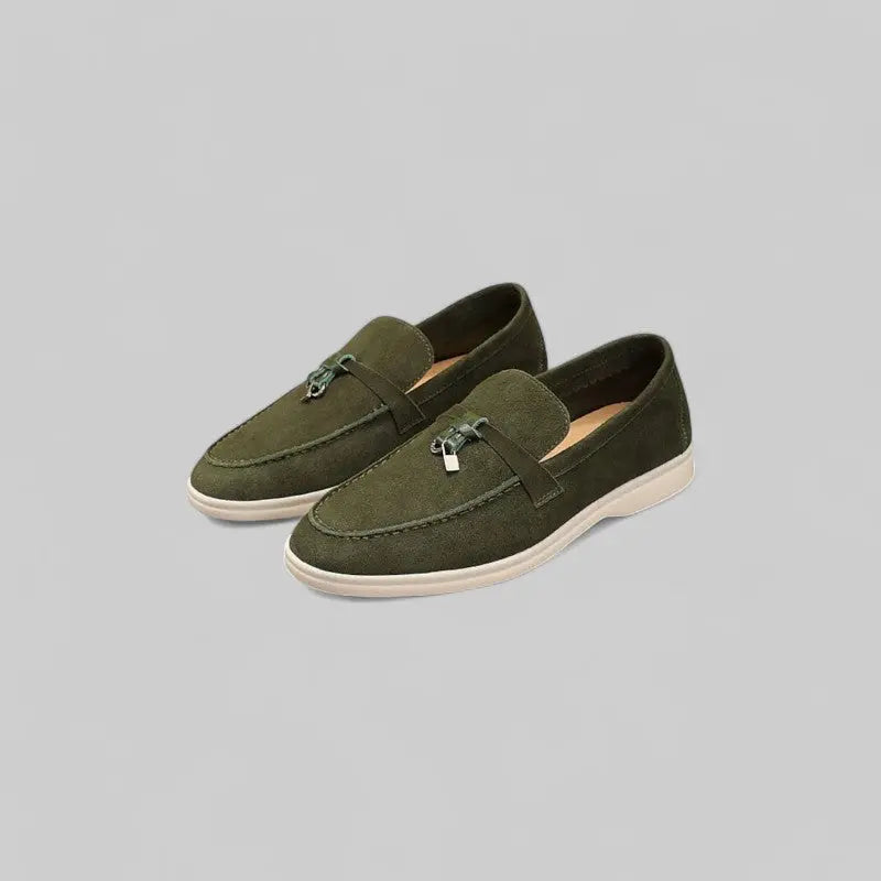 Elegant Moccasins with Tassels for Men-Shoes-Theodore & Isadora-Green-4-Theodore &amp; Isadora